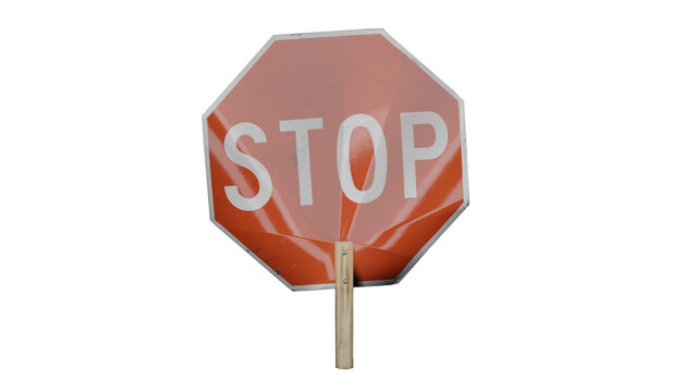 3d rendering stop sign with clear text on orange background
