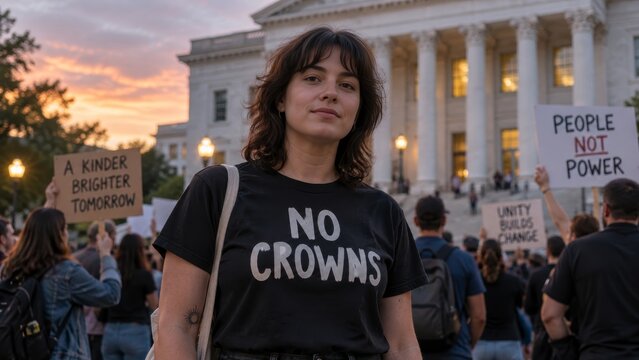 Peaceful civic demonstration with people advocating against concentrated power