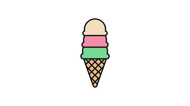 Colorful Ice Cream Cone Dessert.