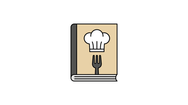 Cookbook Chef Hat Fork Icon Design.