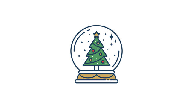 Christmas tree in snow globe ornament.