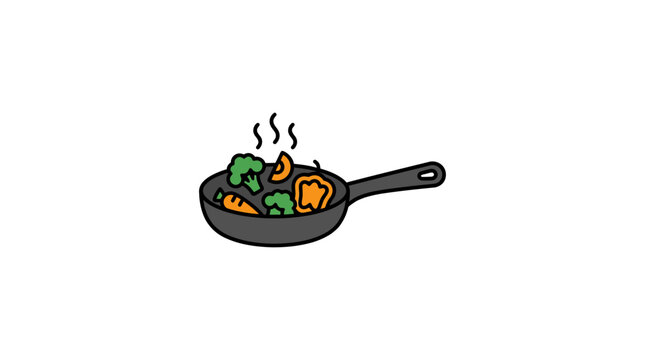 Colorful vegetables in a frying pan.