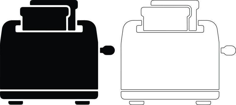 Toaster with bread slices during breakfast cooking represented with clean vector illustration