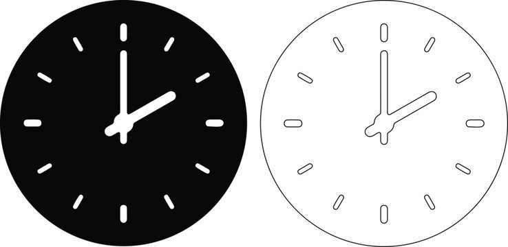 Two clock faces in vector illustration style showing 2 o'clock for concepts of time management and punctuality