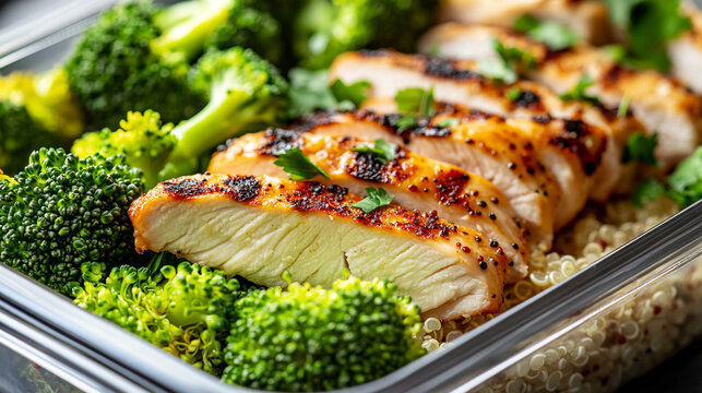 Grilled Chicken Breast with Broccoli and Quinoa Healthy Meal