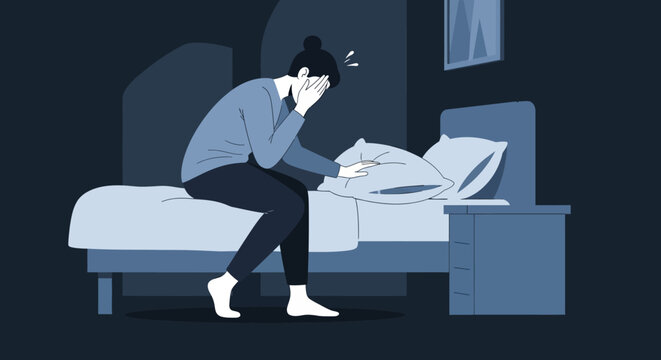 Troubled Sleeper Facing Inner Turmoil At Night
