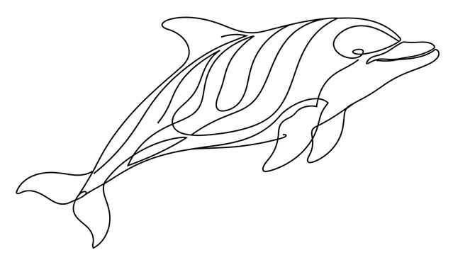 Dolphin swimming white background.