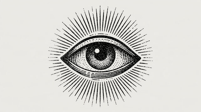 The All-Seeing Eye symbol with radiating lines, representing divine providence or awareness , AI generative