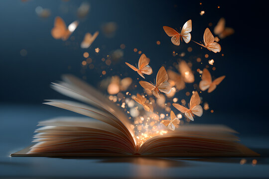 open book with magic light