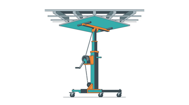Professional Drywall Panel Lift Hoist Illustration for Construction and Home Renovation