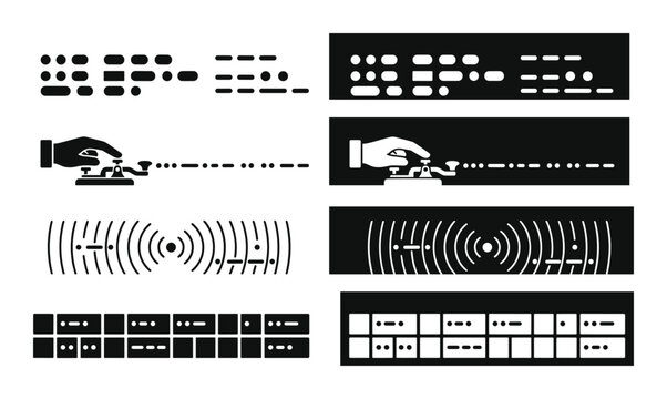 Morse code signals and telegraph communication elements for digital data research