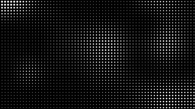 Loopable abstract animation of white dots arranged in a matrix pattern transparent background alpha channel. Overlay motion graphics user interface tech presentations broadcast graphics design tech