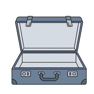 Open empty blue suitcase