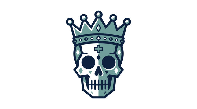 Detailed blue skull with royal crown symbol.