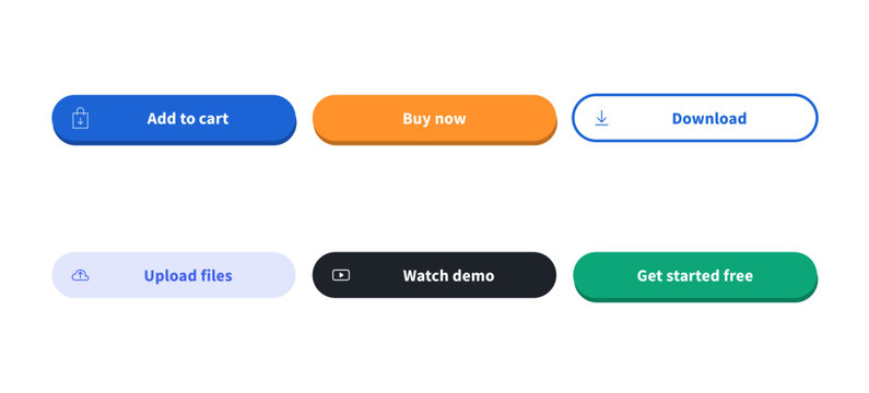 Web button ui set add to cart buy now download and cta buttons