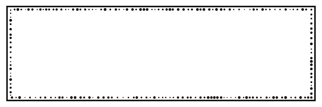 A rectangular frame containing circles&mdash;both small and large&mdash;arranged to form a black rectangle.