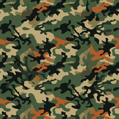 Fototapeta premium Seamless woodland military camouflage pattern texture vector illustration background. EPS Editable