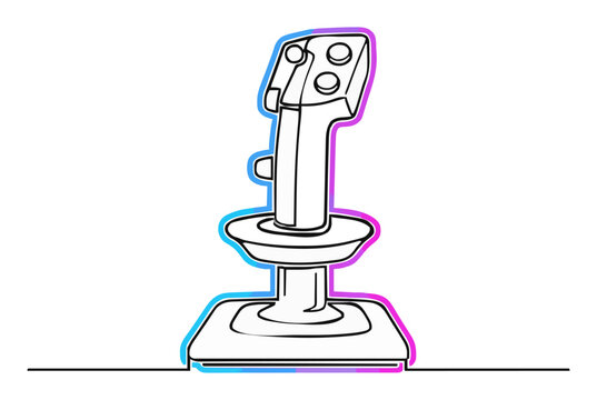 Flight simulator stick neon line art icon. Generative AI