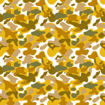 Seamless yellow camouflage pattern background vector illustration for military or fashion design. EPS Editable