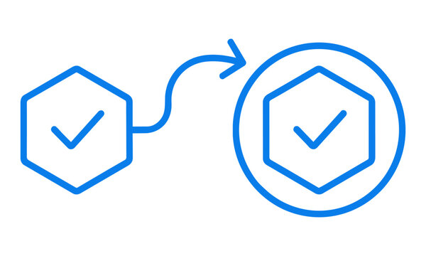 Abstract workflow diagram featuring two hexagonal nodes connected by a continuous looping arrow for business process management concept
