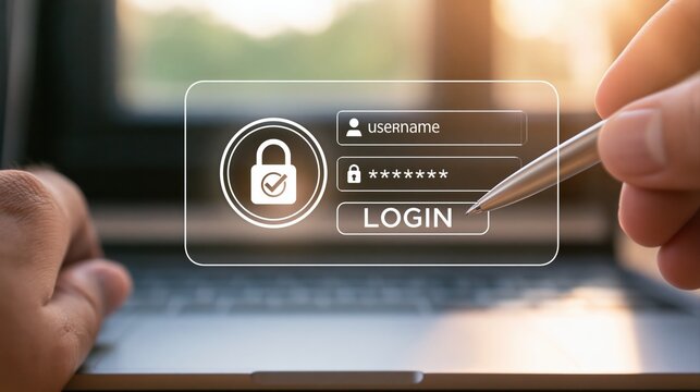 Login with stylus on digital screen for secure authentication and data protection using cybersecurity technology
