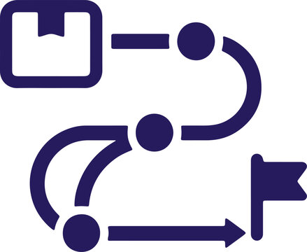 Process flow diagram with start steps and finish flag icon