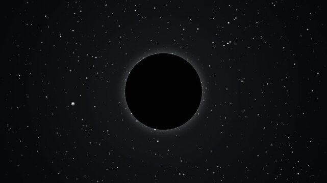 A mysterious black hole silhouette floating in deep space surrounded by a vast field of distant glowing stars in a dark cosmic void