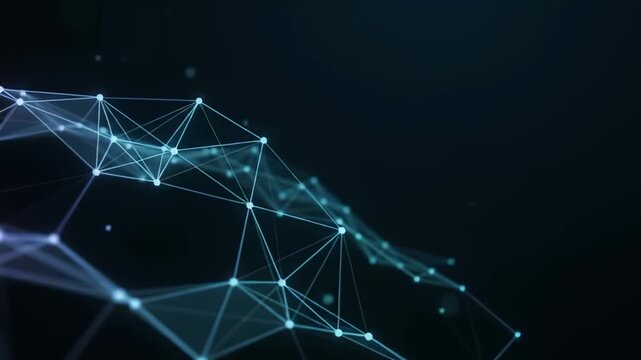 Abstract digital technology background with glowing plexus lines and nodes forming a futuristic network structure