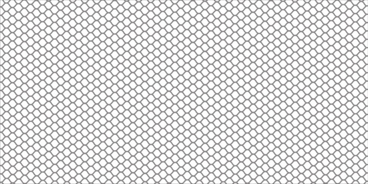 Fishing or soccer net. Repeated hexagon pattern. Black wired mesh texture isolated on white background. Metallic or fabric fence, cage or lattice structure. Vector graphic Illustration.