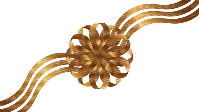 Decorative golden bow with ribbon isolated on transparent background. holiday decoration. for dark and light color background. realistic gold shiny nice effect ribbon illustration PNG
