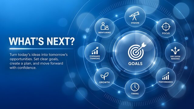 Business goals and strategy infographic with icons