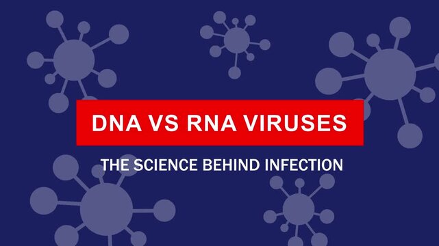 Educational motion explaining dna versus rna viruses, featuring scientific visualizations of viral structures and molecular biology concepts for medical research, healthcare presentations, and
