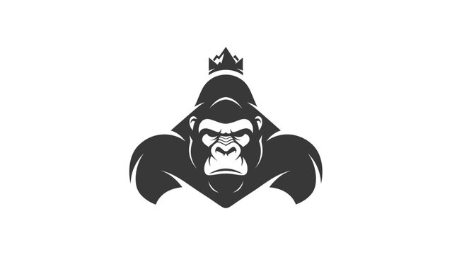 Majestic Gorilla King with Crown Logo Vector Illustration