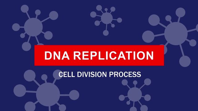 Educational motion illustrating the complex biological process of dna replication and cellular division with stylized molecular structures for scientific research, medical presentations, and
