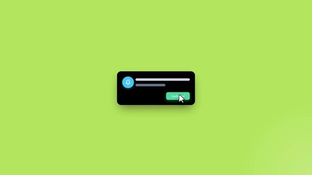 Cursor Clicking Green Button on Notification Card Animation