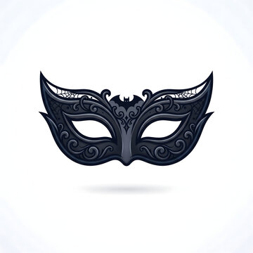Elegant Gothic Bat Masquerade Mask Vector Illustration for Halloween Carnival and Mysterious Party Design