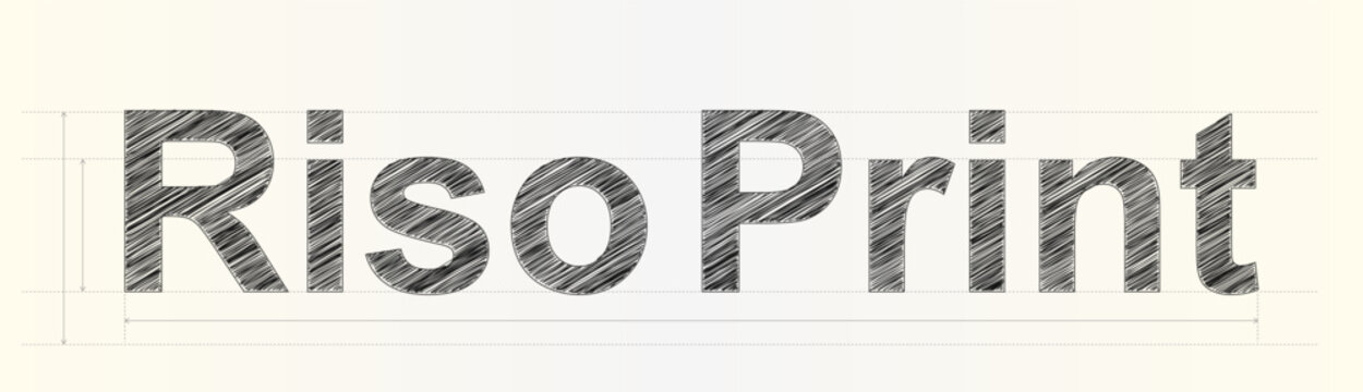 Creative typographic asset with the words Riso Print designed in a unique pencil sketch effect