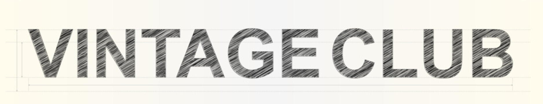 Creative typography of the phrase Vintage Club rendered with a hand drawn sketch or scribble texture effect
