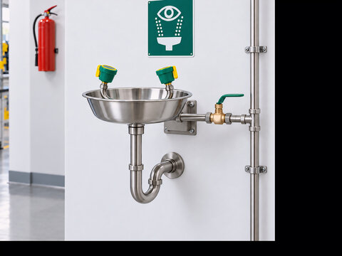 Emergency Eyewash Station in Clean Industrial Laboratory