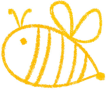 Cute Yellow Bumblebee Crayon Sketch PNG Illustration for Kids Nursery Art, School Worksheets, and Animal Prints