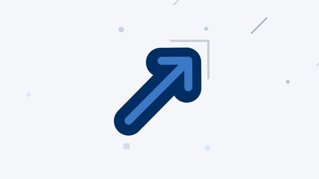 Minimalist motion graphic animation of a blue arrow moving upwards representing business growth and success