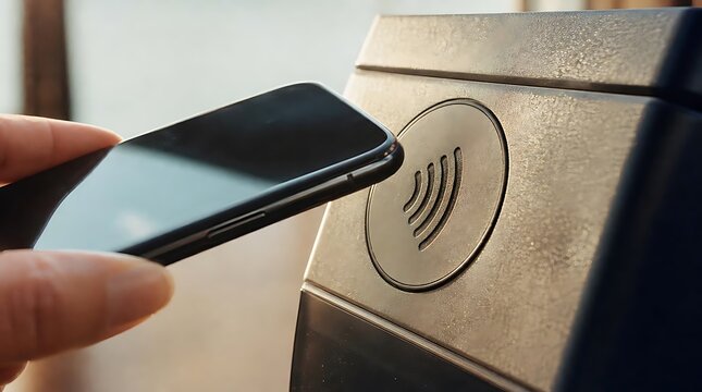 Contactless Mobile Payment With Smartphone At NFC Terminal Reader Station