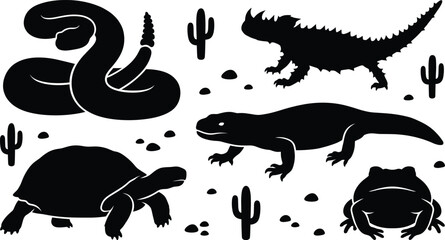 Cute Dinosaur and Animal Set Vector Illustration with Cartoon Reptiles, Frogs, Crocodiles, Alligators, Lizards and Fantasy Characters Isolated for Wildlife Design © Nirmol