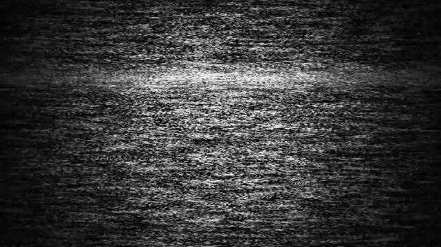 Analog television static noise creates a monochrome interference pattern across the screen.
