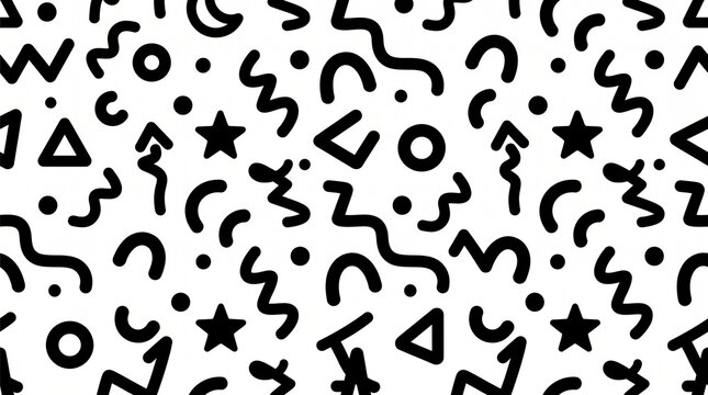 Minimalist Black White Memphis Geometric Pattern