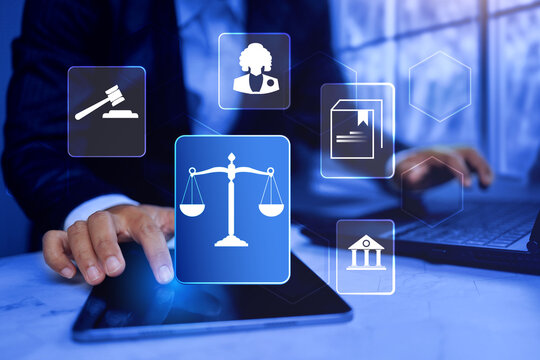 Legal concept with businessman implement a law ethic or fairness and honesty in business or trade international marketing
