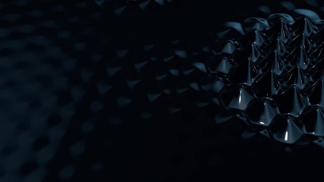Abstract animation of black magnetic fluid spike array undulating
