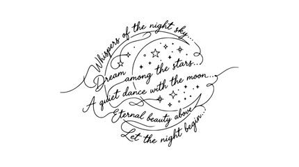 Fototapeta premium Dreamy Celestial Typography Moon Stars Script Isolated