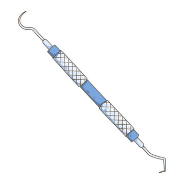 Hand drawn dental explorer tool illustration