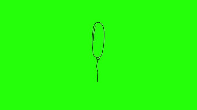 Long balloon sketch animation, green background, floating motion graphics, 4K video.